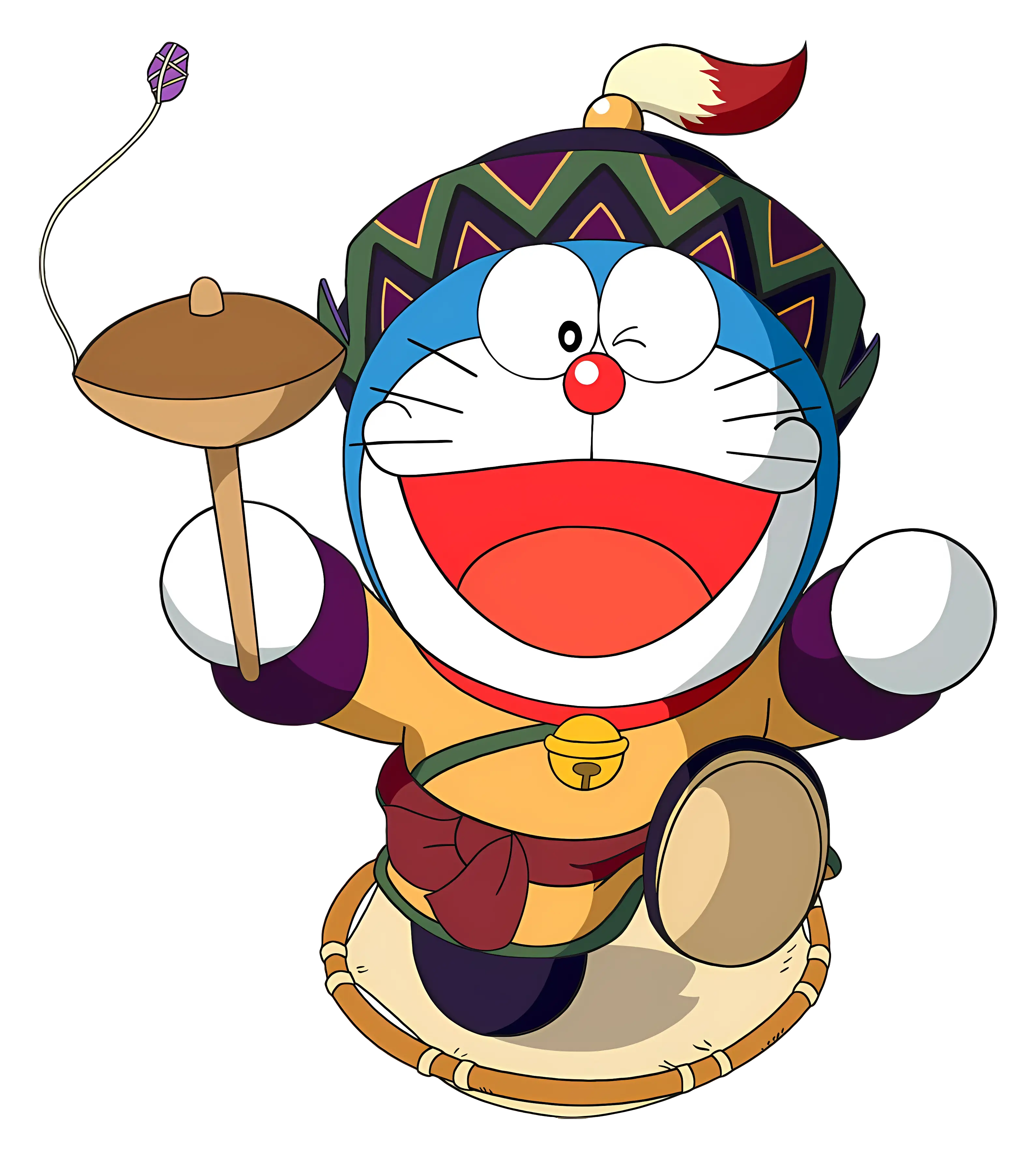 Blue Cartoon Character with Drum
