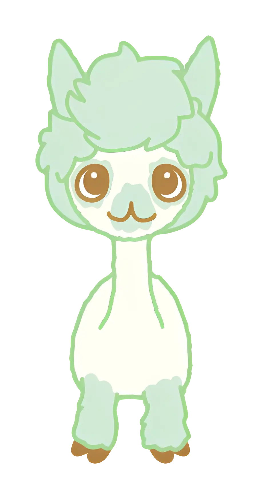 Green Alpaca Cartoon Illustration