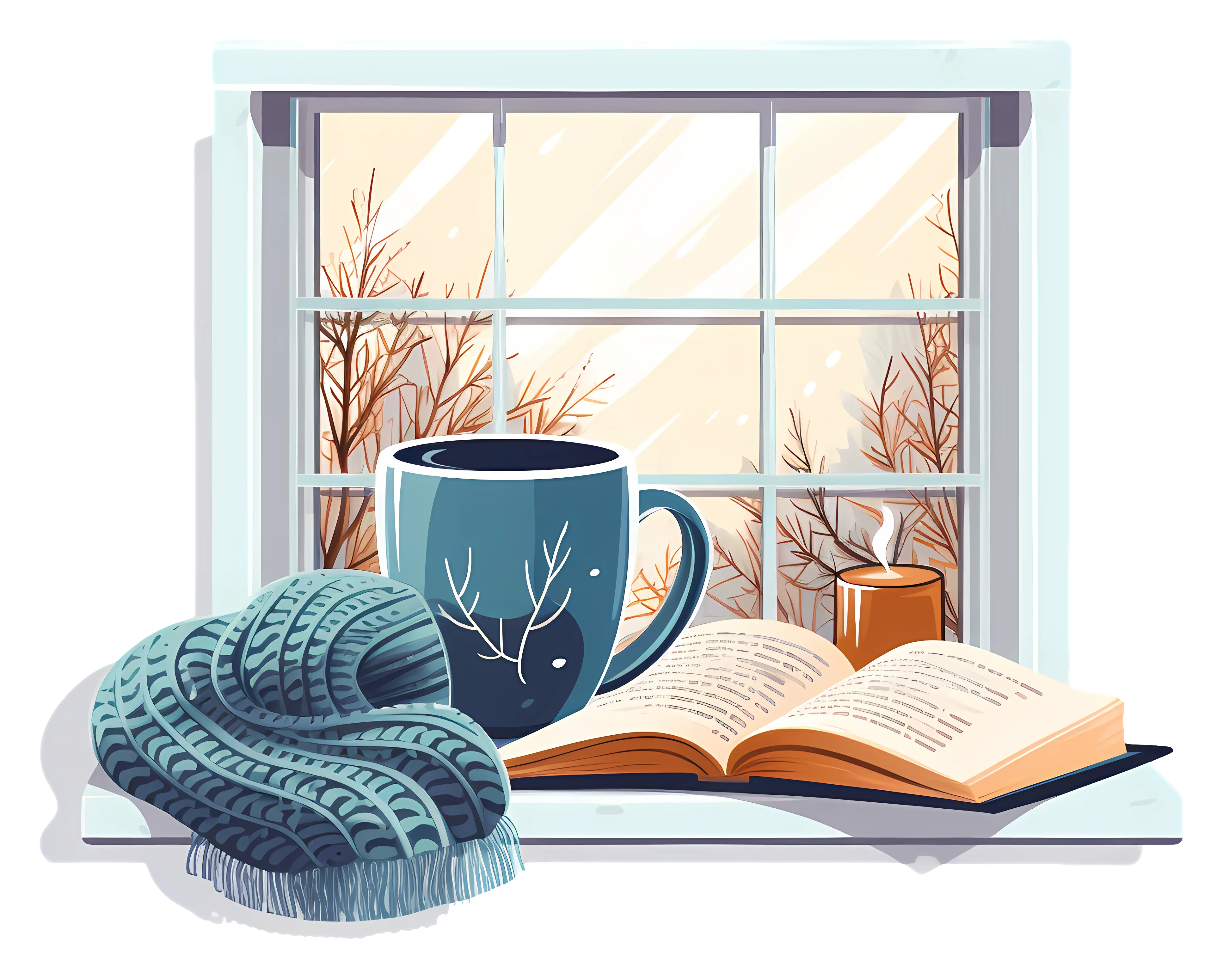 Cozy Window Scene with Mug and Book