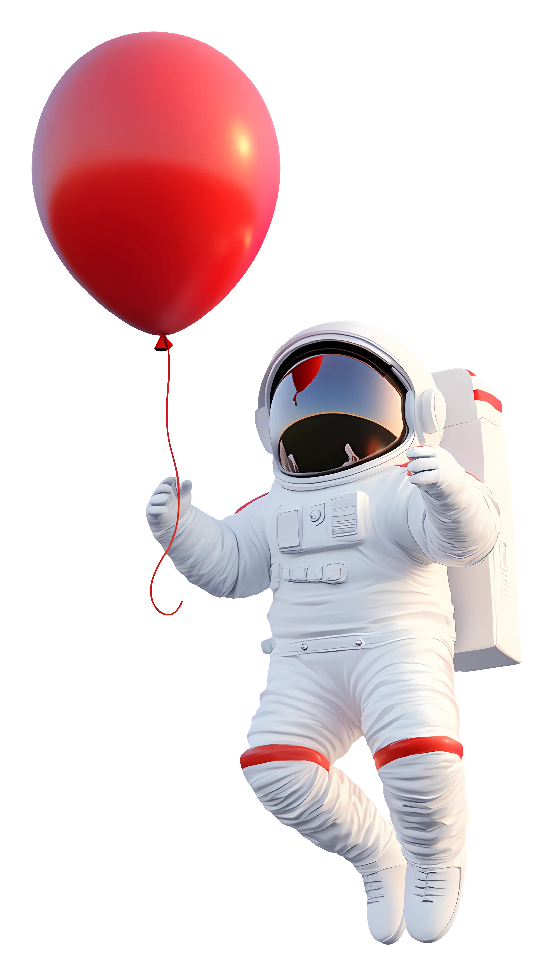 Astronaut Holding Red Balloon in Space