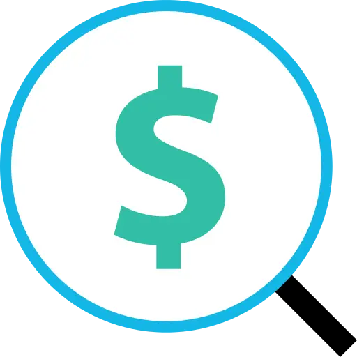 Dollar Sign Under Magnifying Glass Illustration