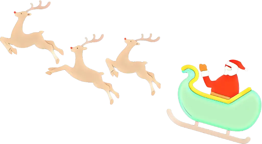 Santa in Sleigh Pulled by Reindeer