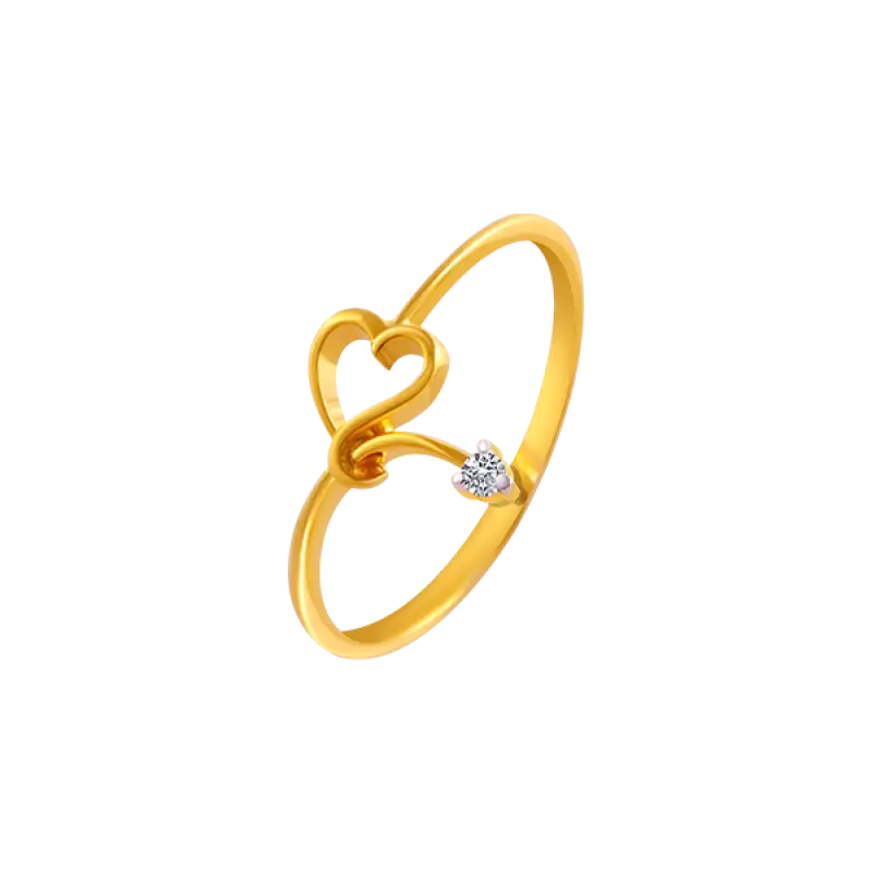 Golden Heart-Shaped Ring with Diamond Accent