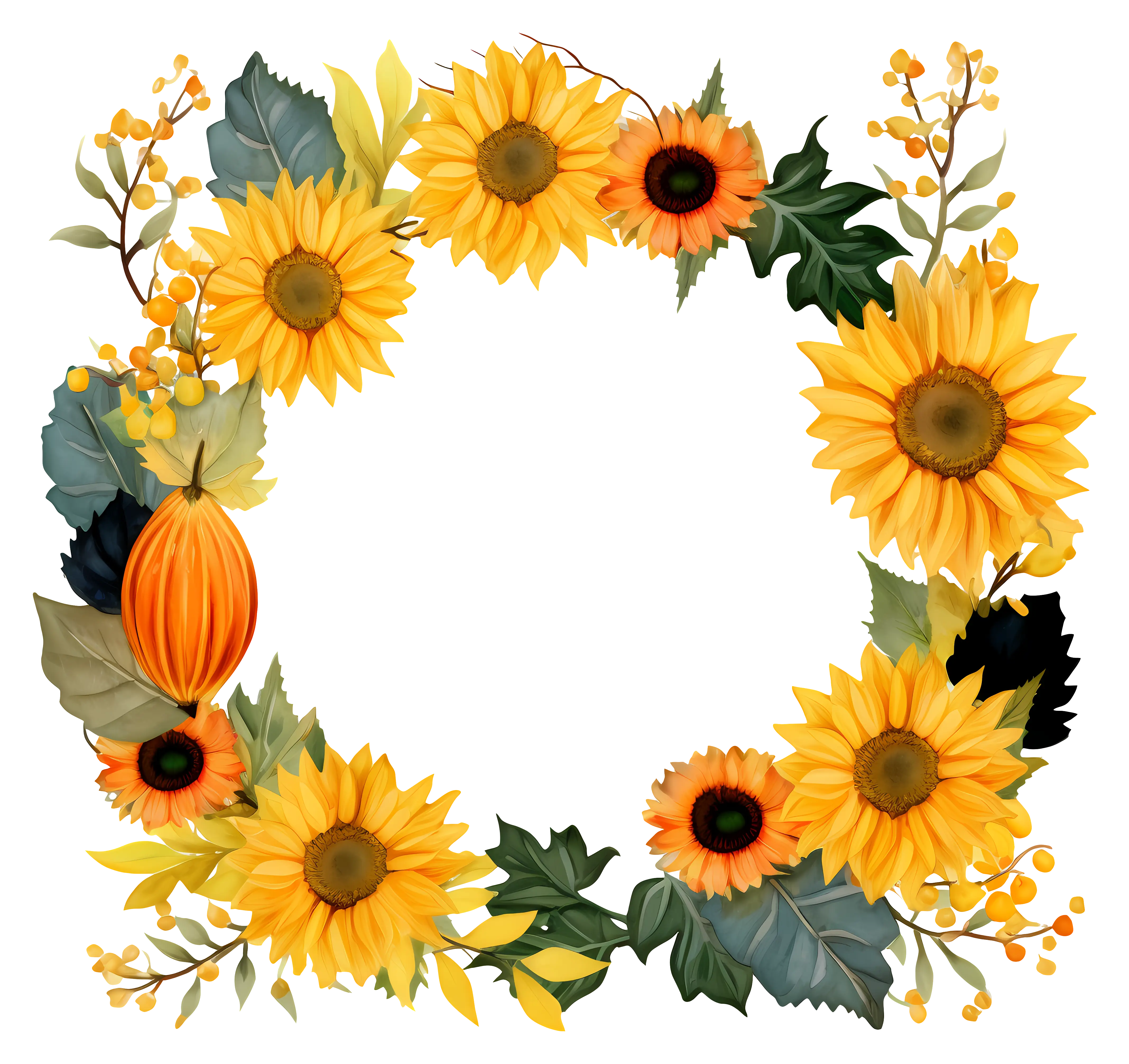 Sunflower Wreath with Autumn Leaves