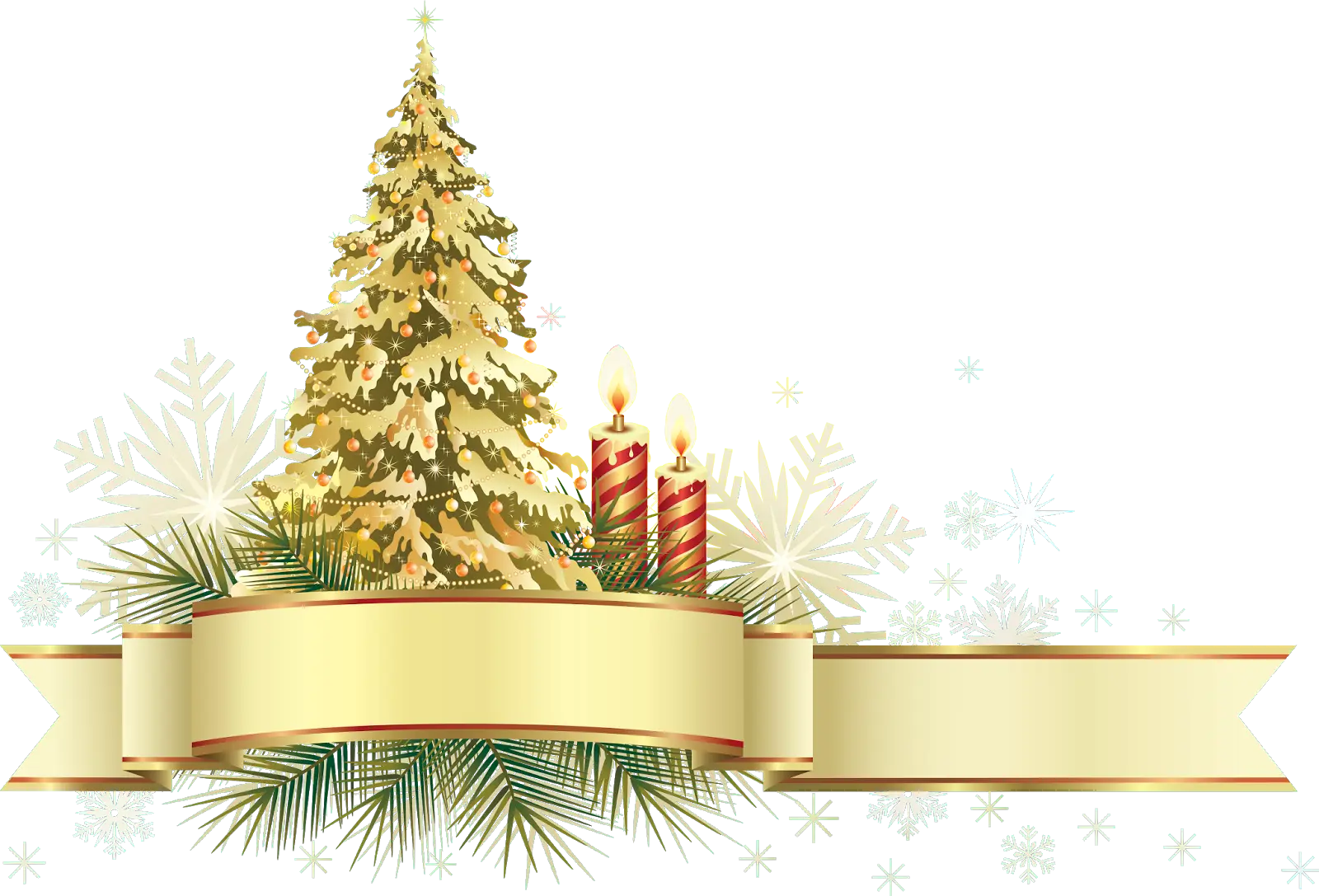 Christmas Tree with Candles and Decorations