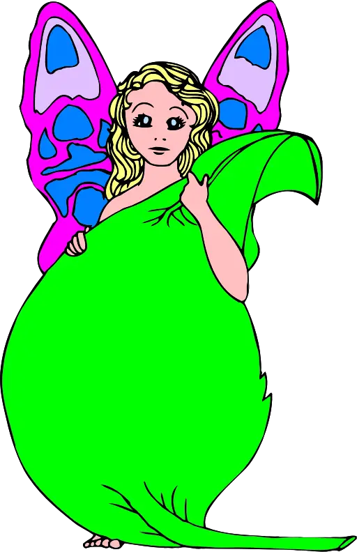Fairy with Green Dress and Wings