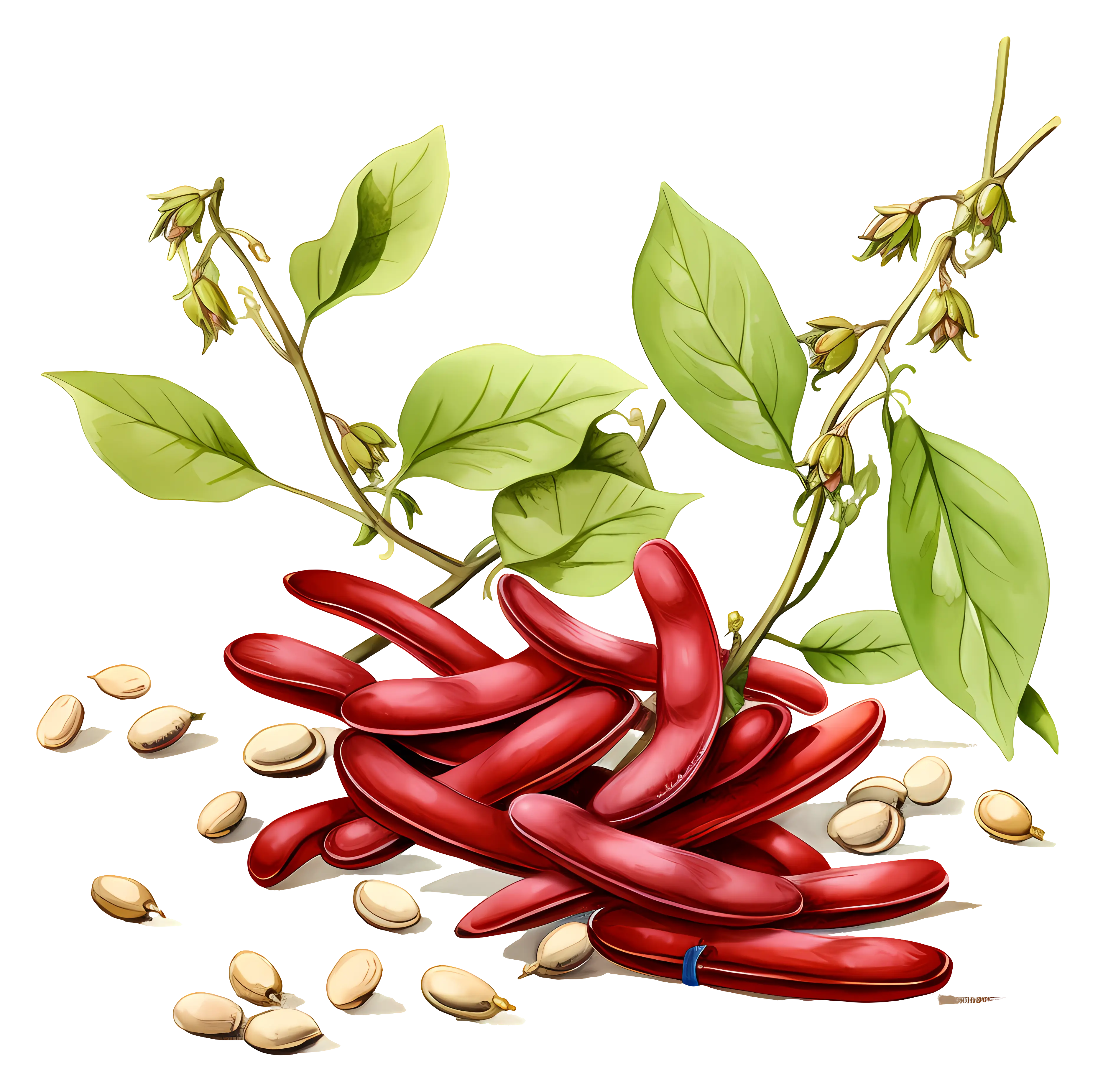 Red Beans with Plant and Seeds