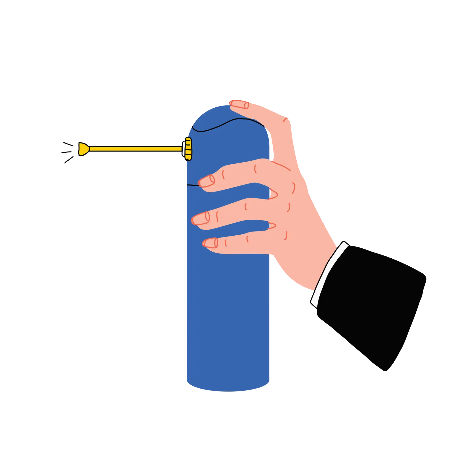Hand Holding Blue Spray Can