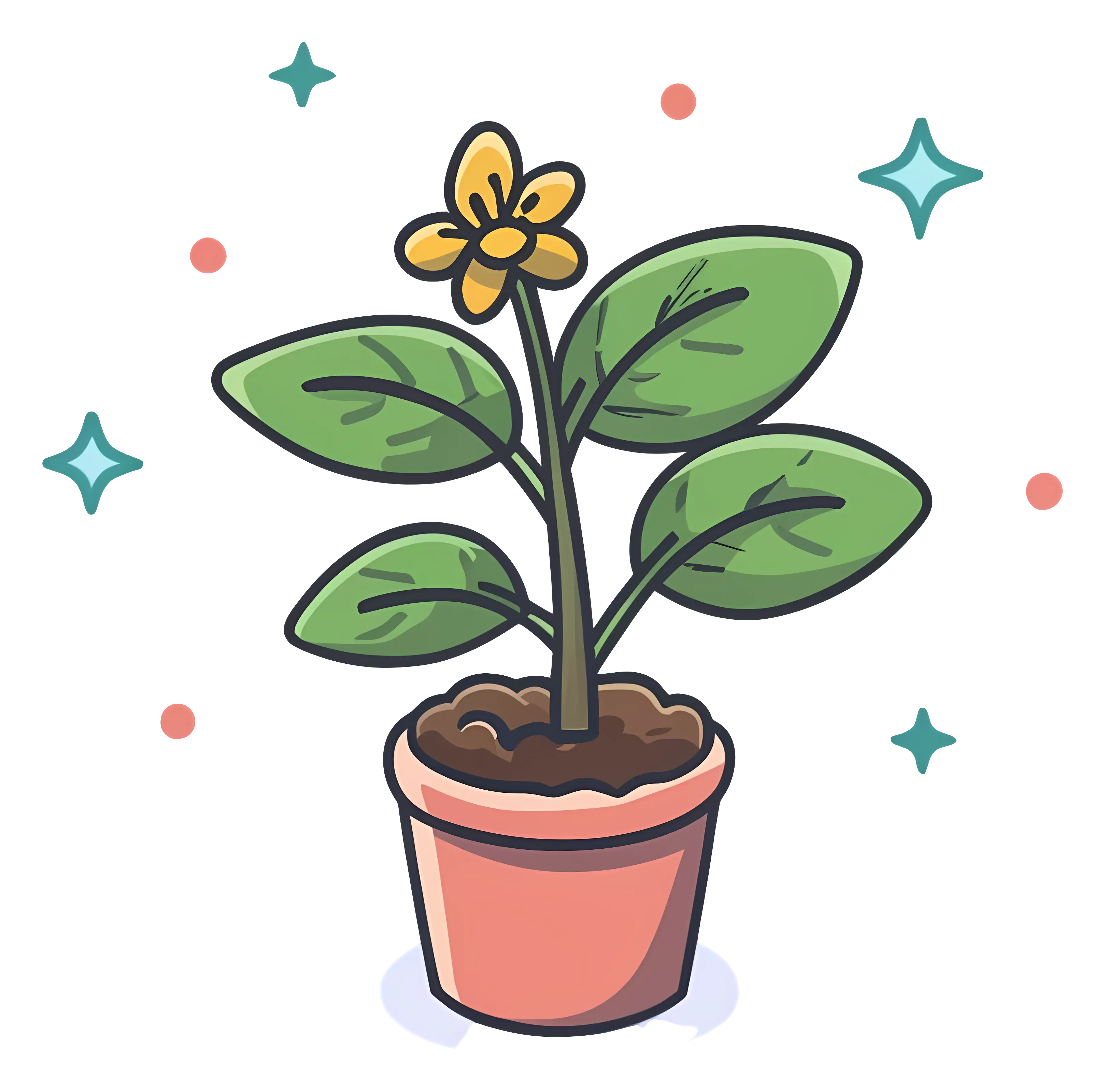 Potted plant with flower