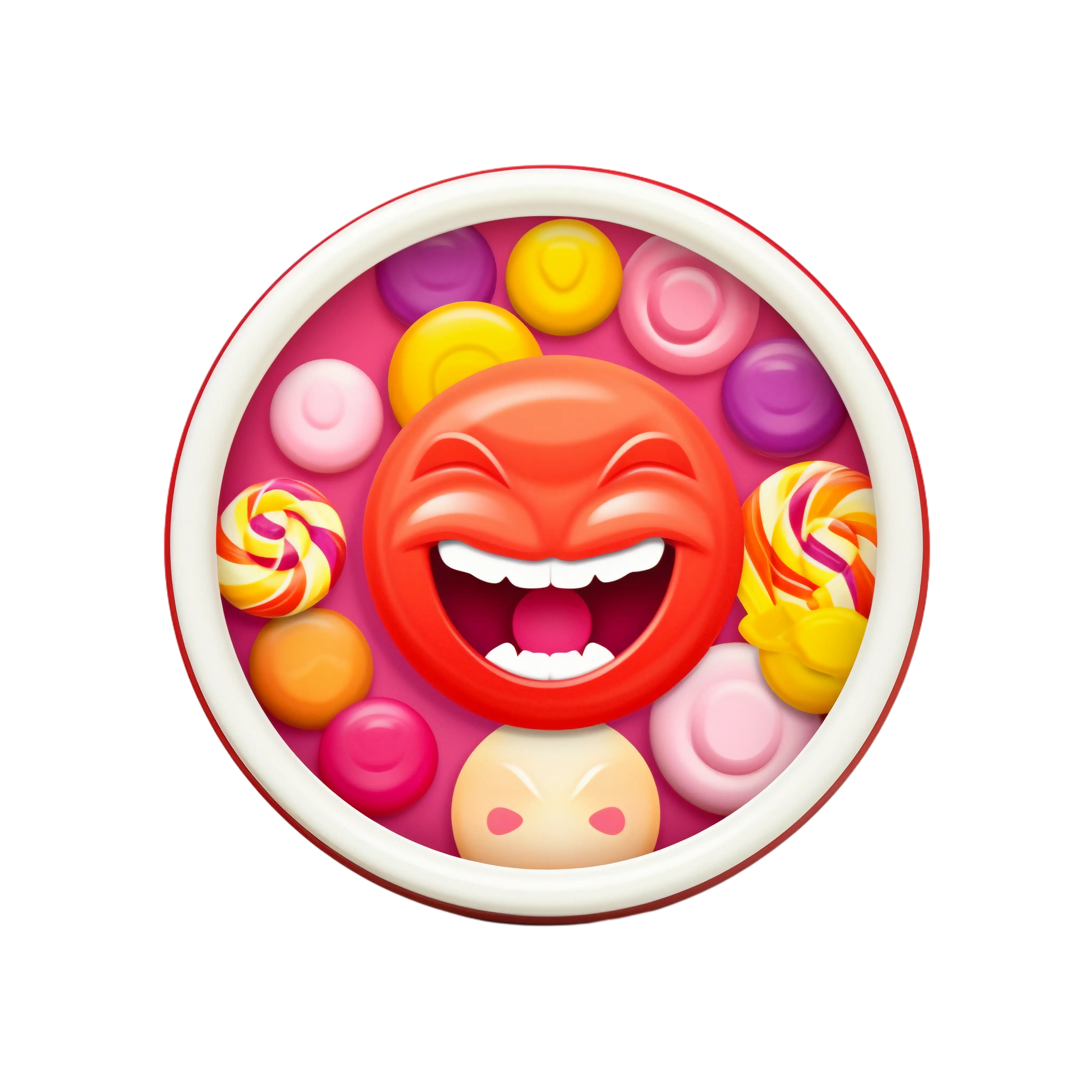 Laughing Face Emoji in Candy Bowl