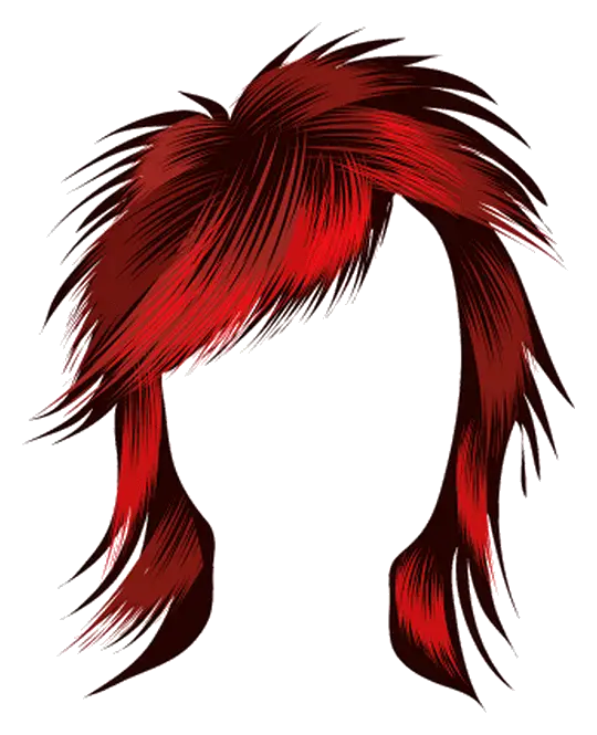 Red Spiky Layered Hairstyle Illustration