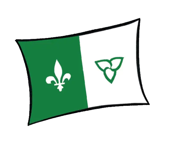 Green and White Flag with Symbols