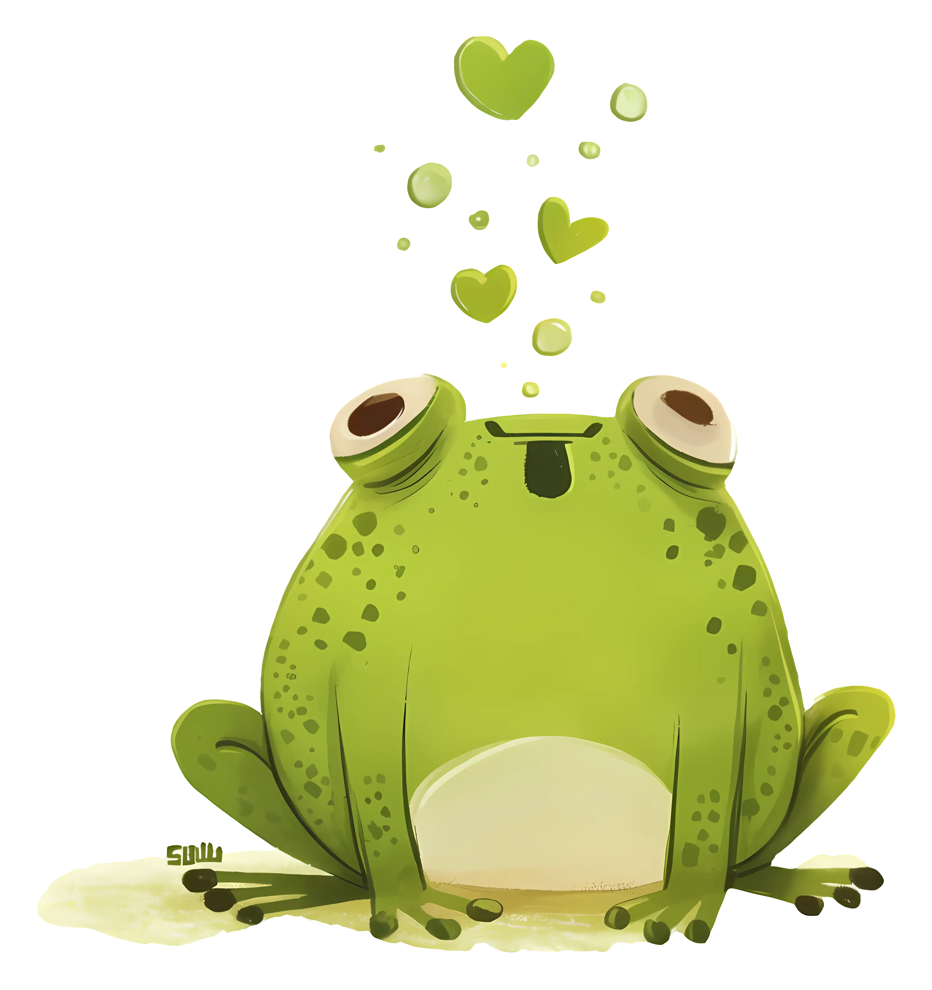 Adorable Frog with Floating Hearts