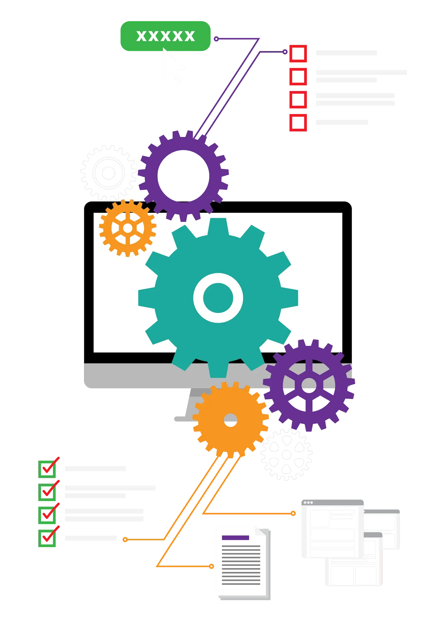 Gears and Computer Technology Illustration