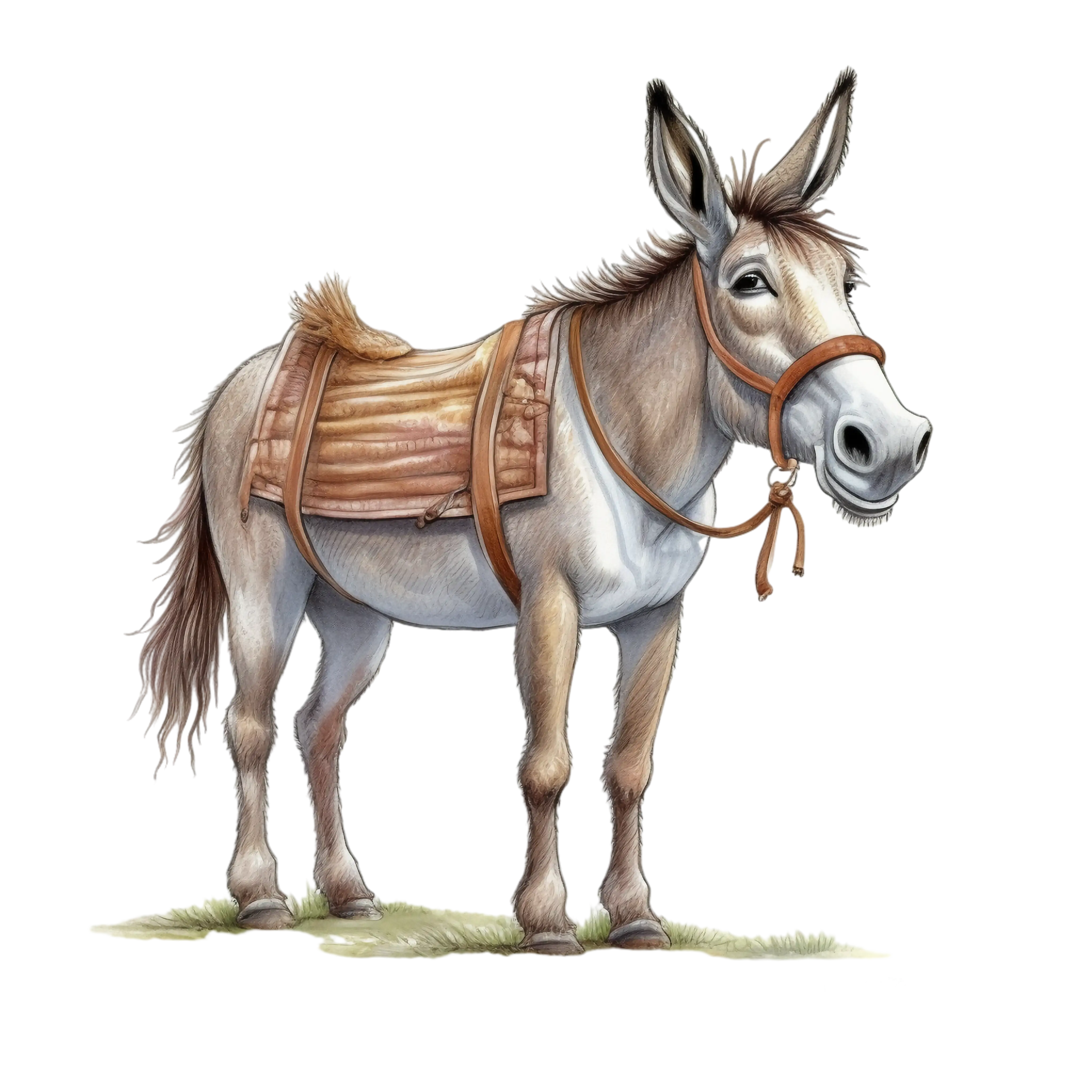 Donkey with a Saddle on Its Back