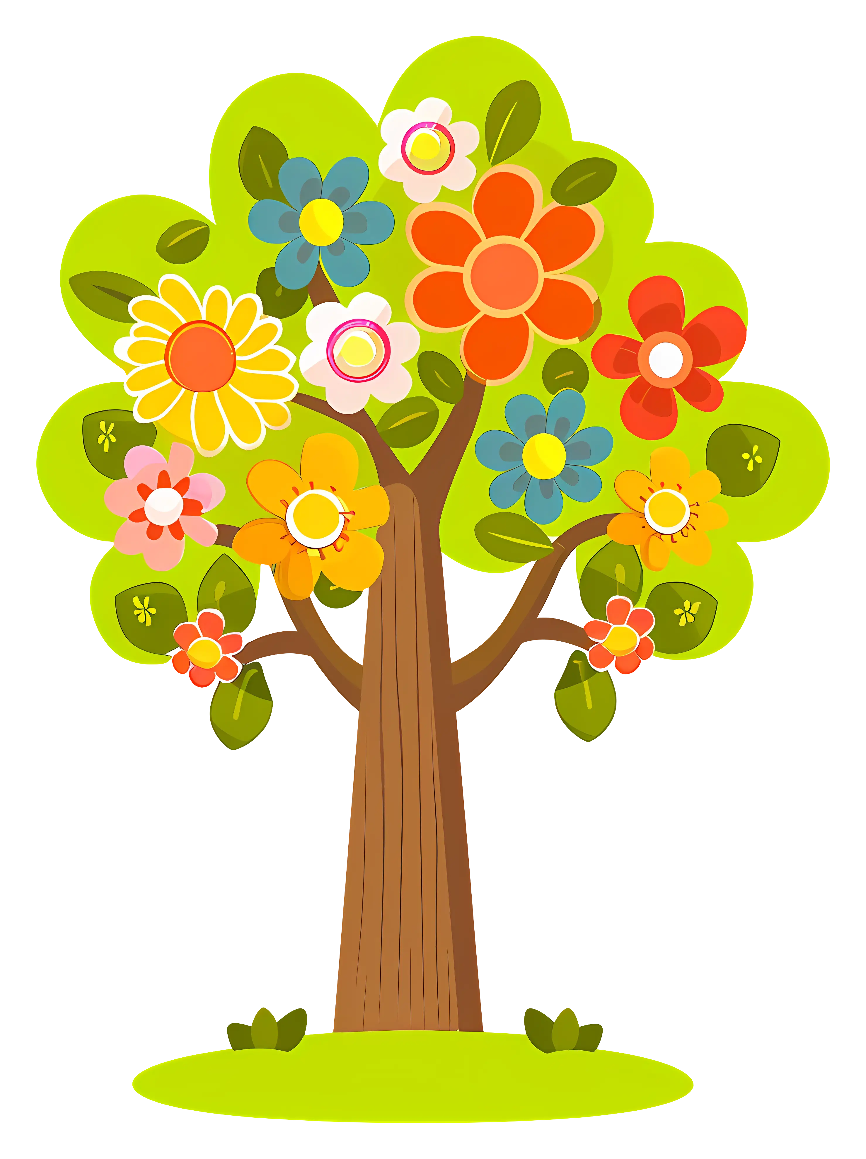 Bright Tree with Colorful Blossoms