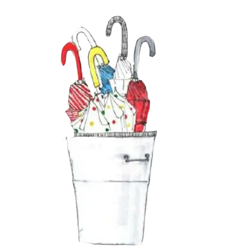 Colorful Umbrellas in a Bucket