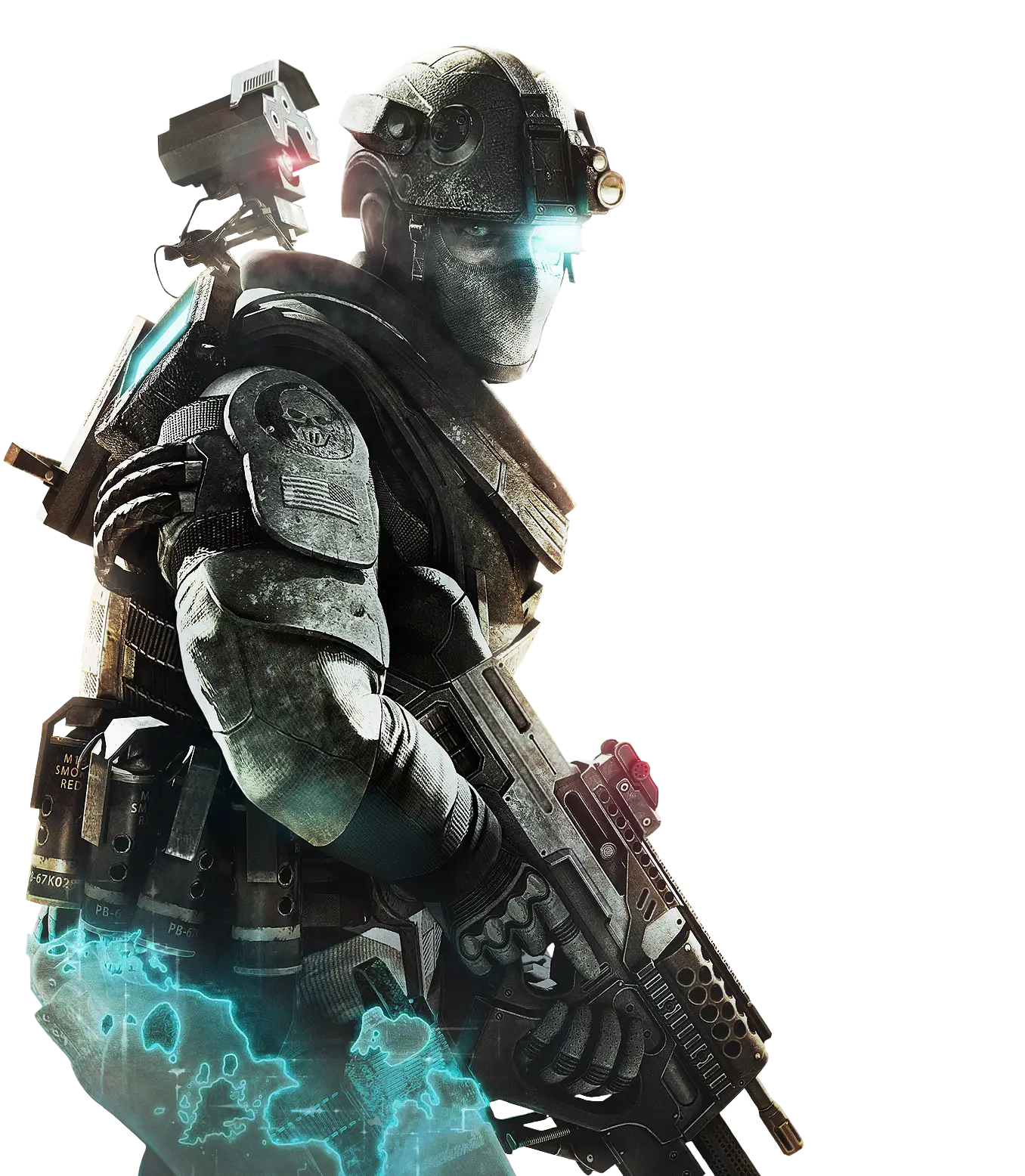 Futuristic Soldier with Tactical Gear and Advanced Weapons