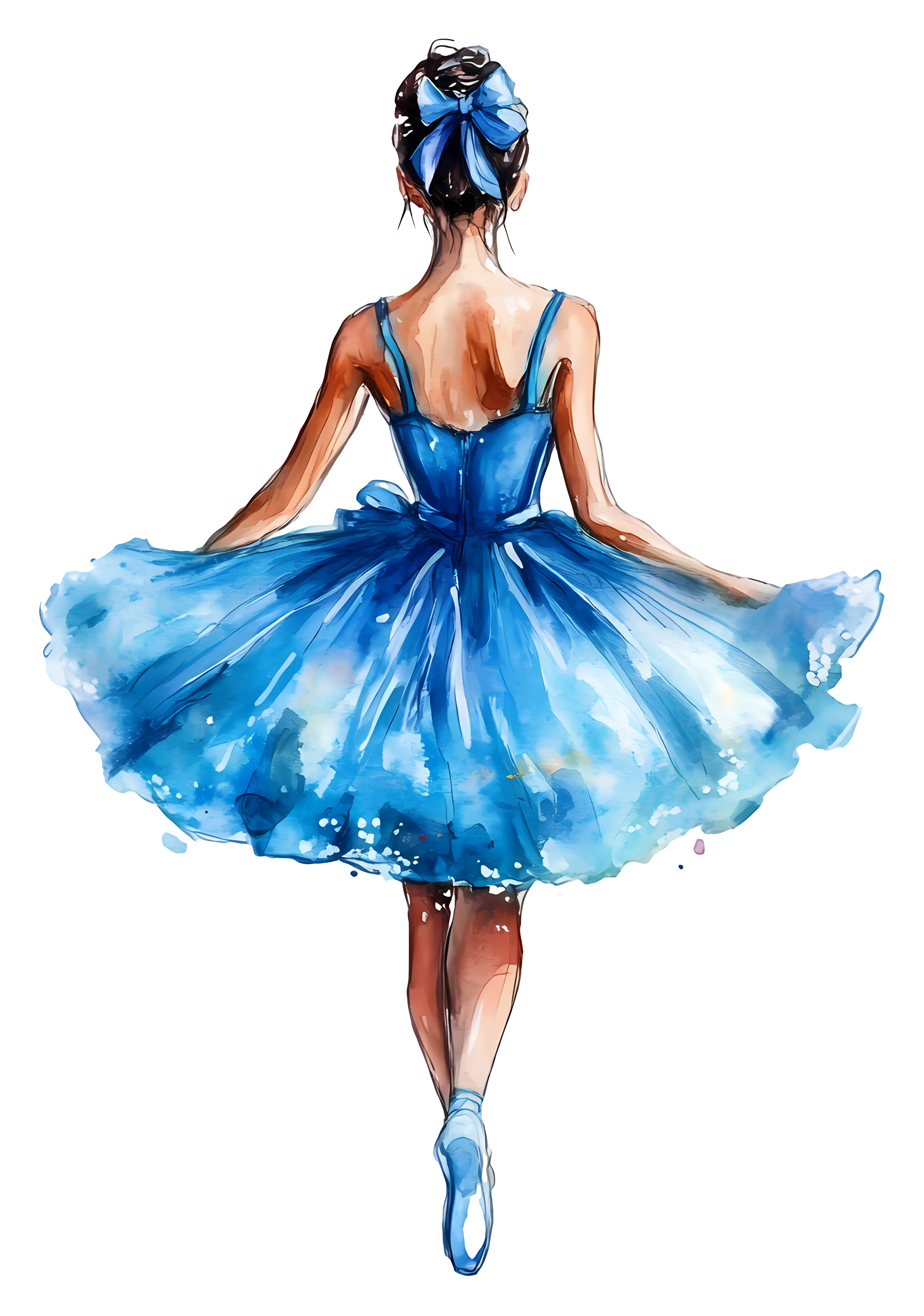 Elegant Blue Ballerina Illustration