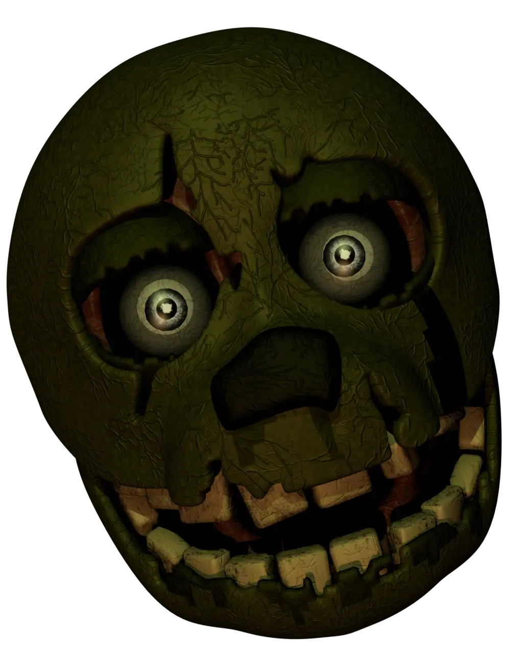 Creepy Green Skull with Eyes and Teeth