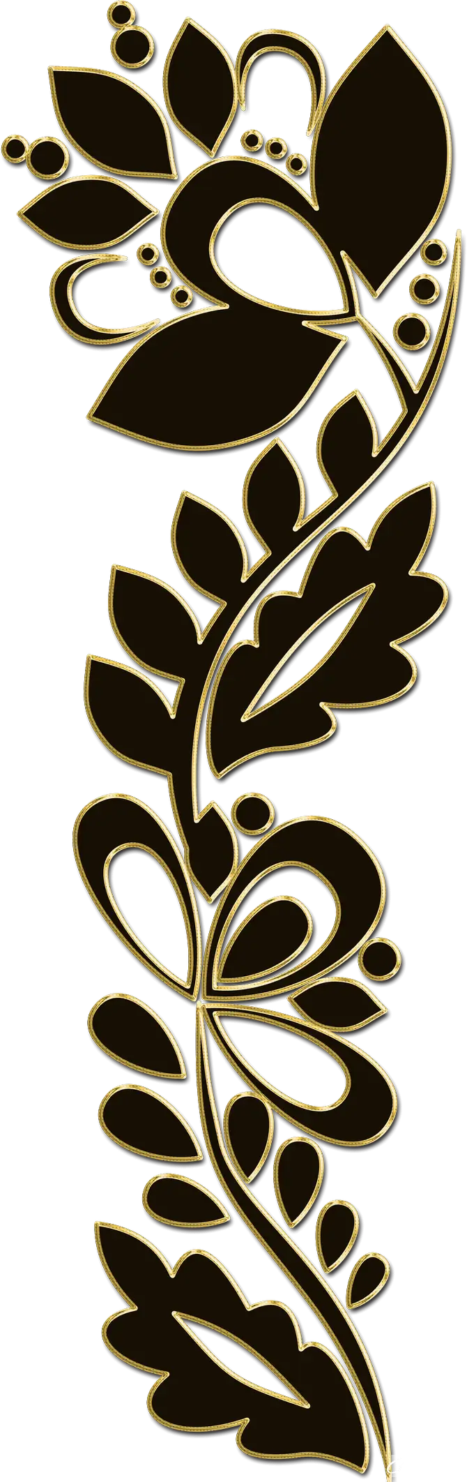 Black Floral Decorative Design with Curls