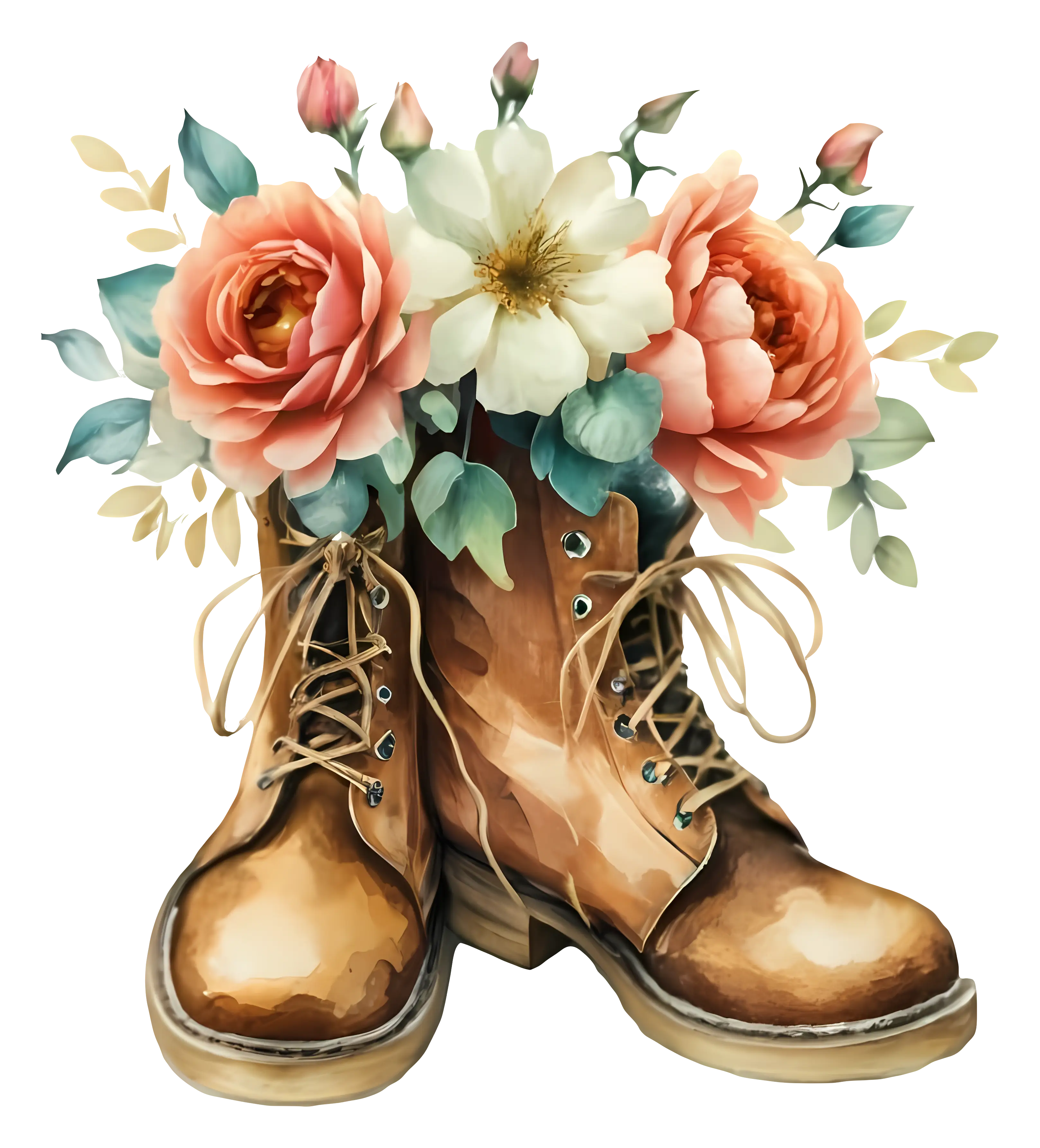 Boots with Floral Arrangement