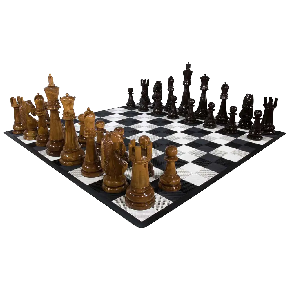 Chessboard with Wooden Chess Pieces
