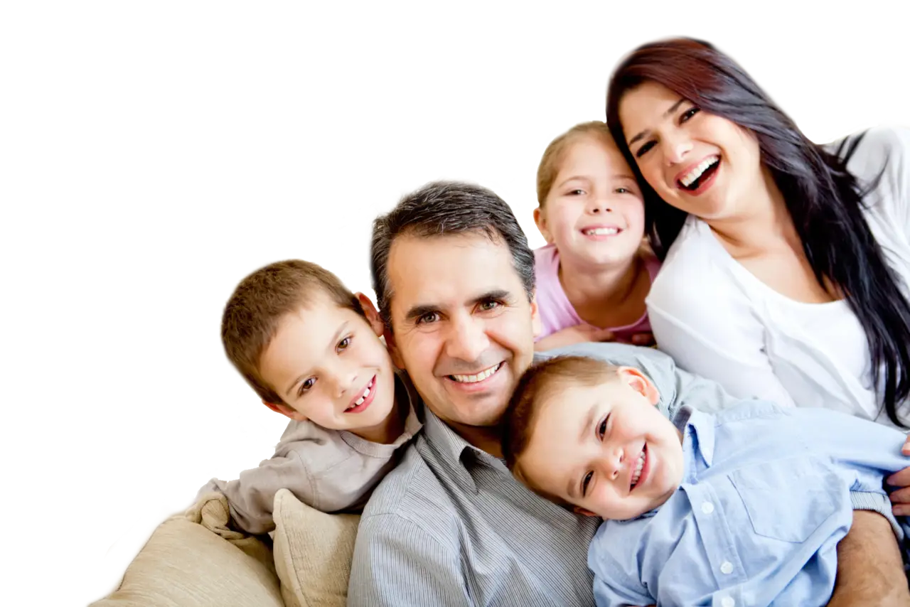 Smiling Family in Group Picture