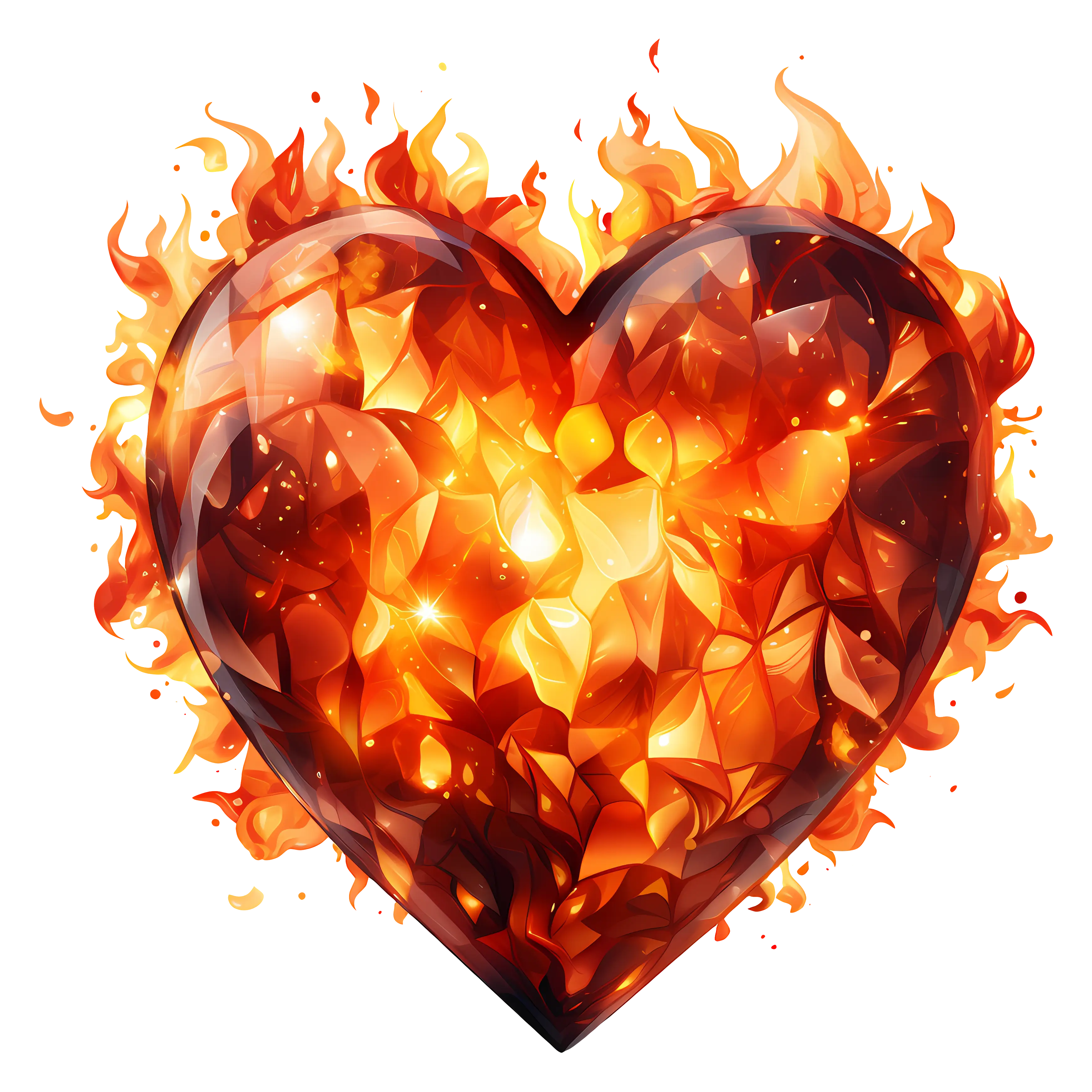Crystal Flaming Heart Illustration