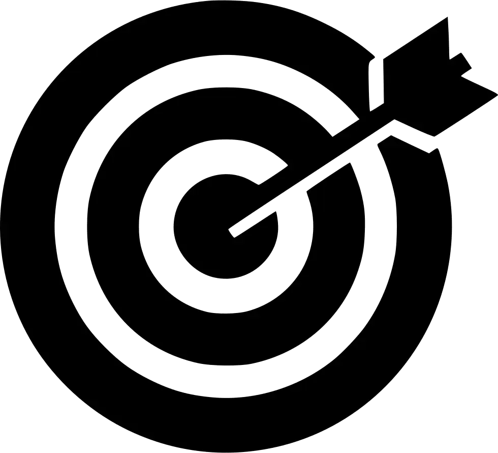 Black Target Icon with Bullseye and Arrow