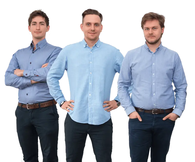 Three Men in Blue Shirts
