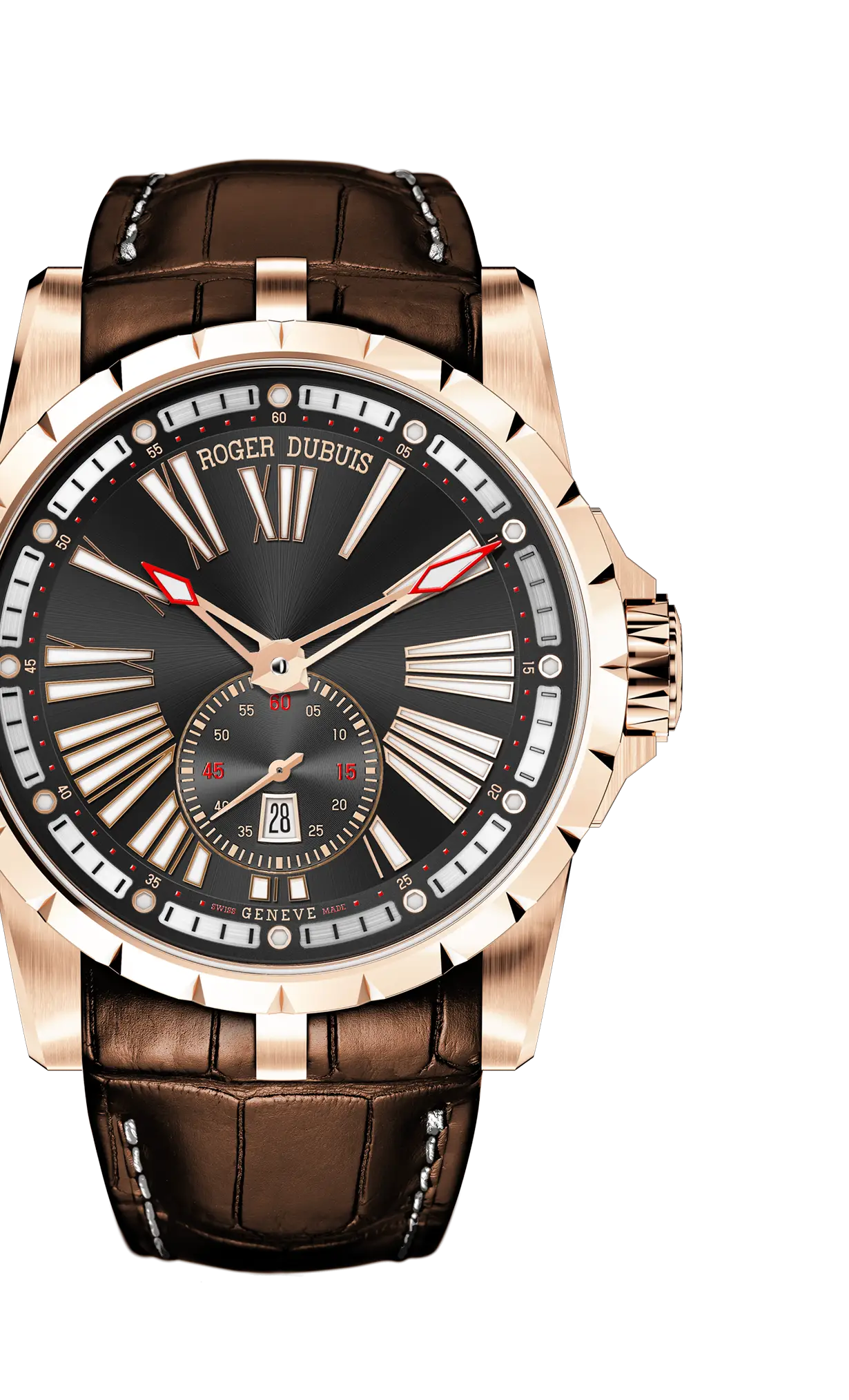 Luxury Watch with Brown Leather Strap