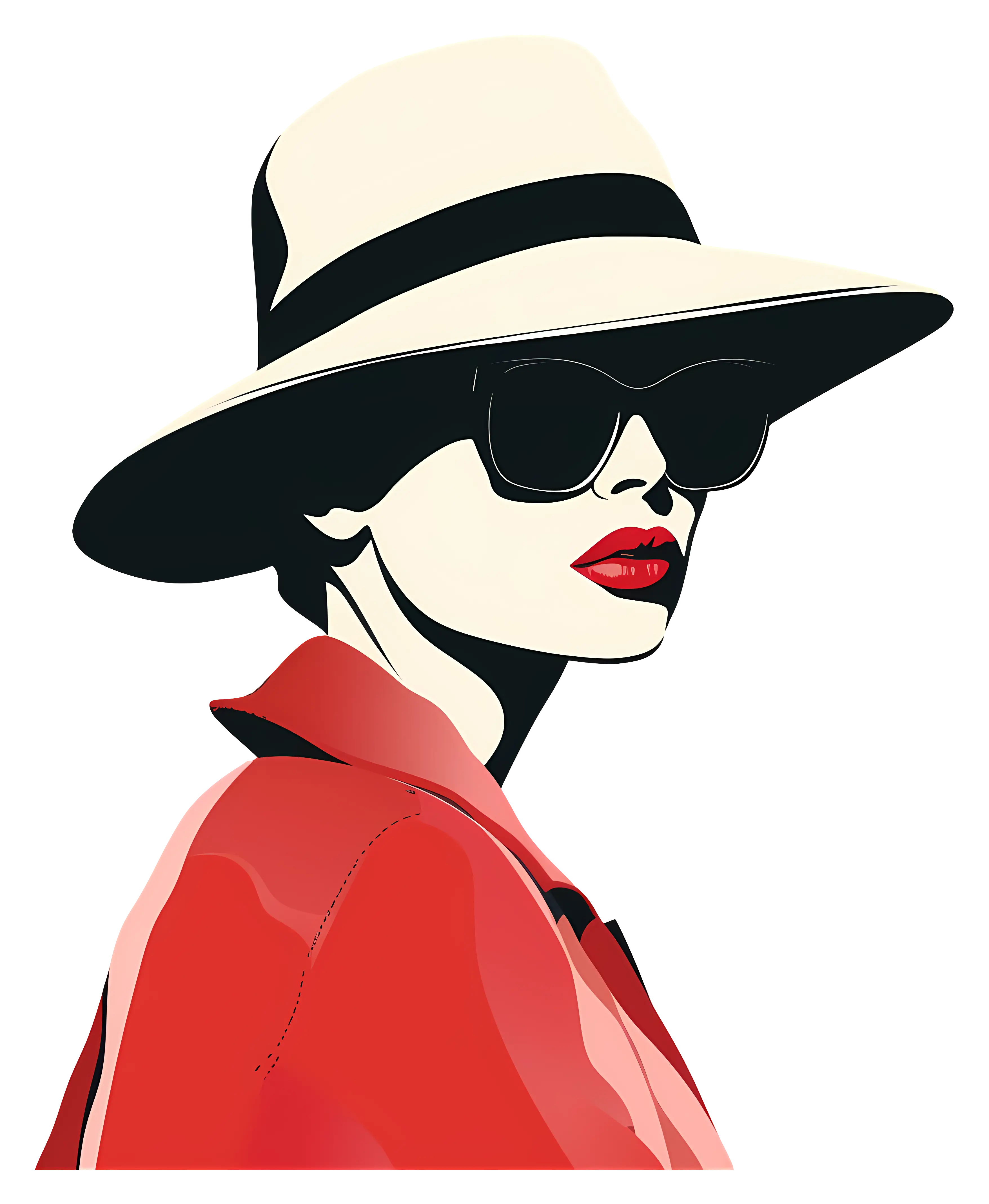 Elegant Woman in Hat and Sunglasses