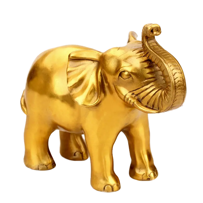 Golden Elephant Figurine for Decoration