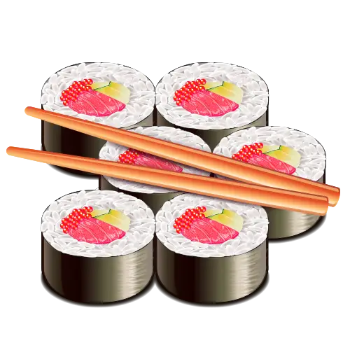 Sushi Rolls Served with Chopsticks