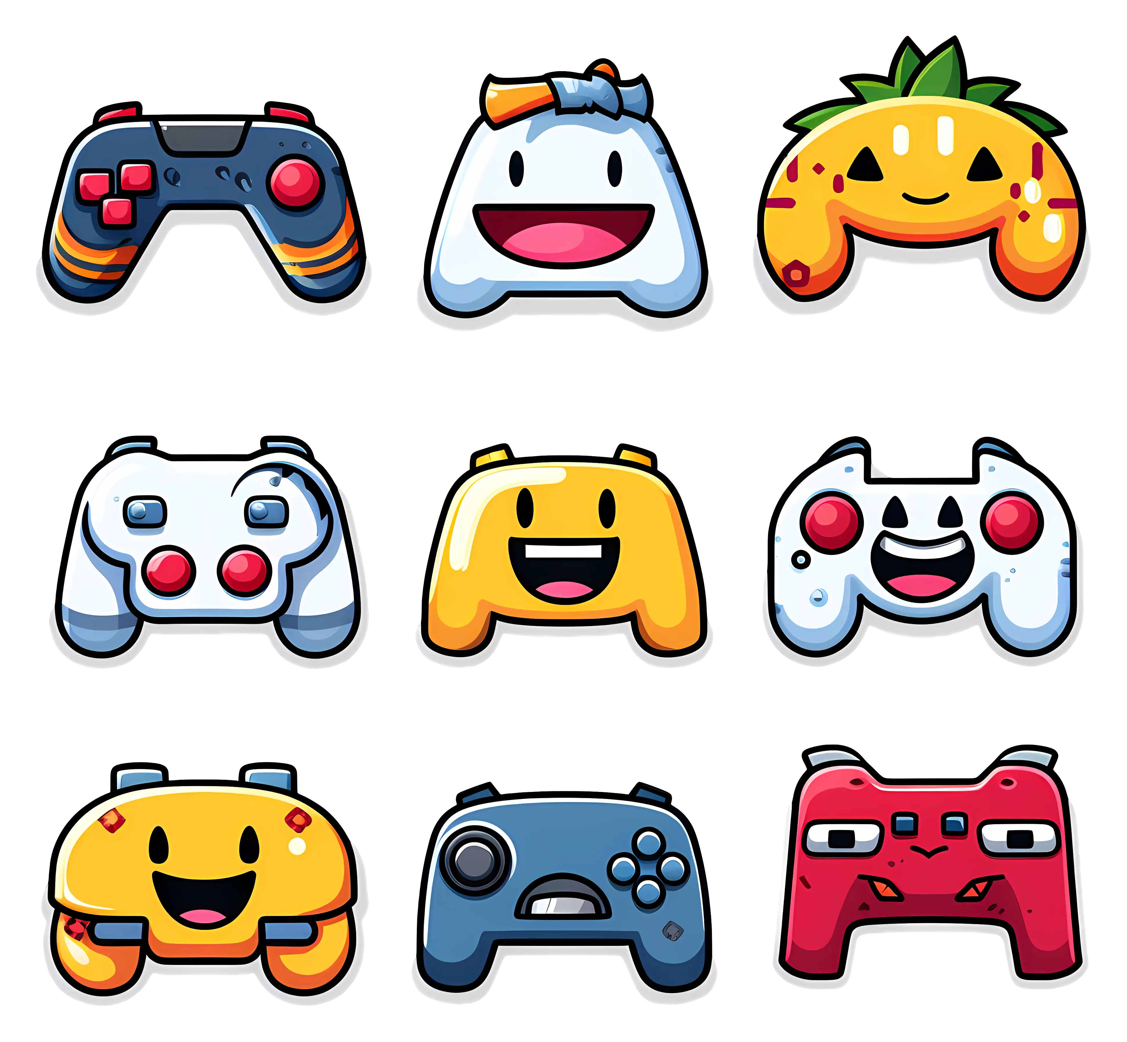 Cartoon Game Controllers with Faces