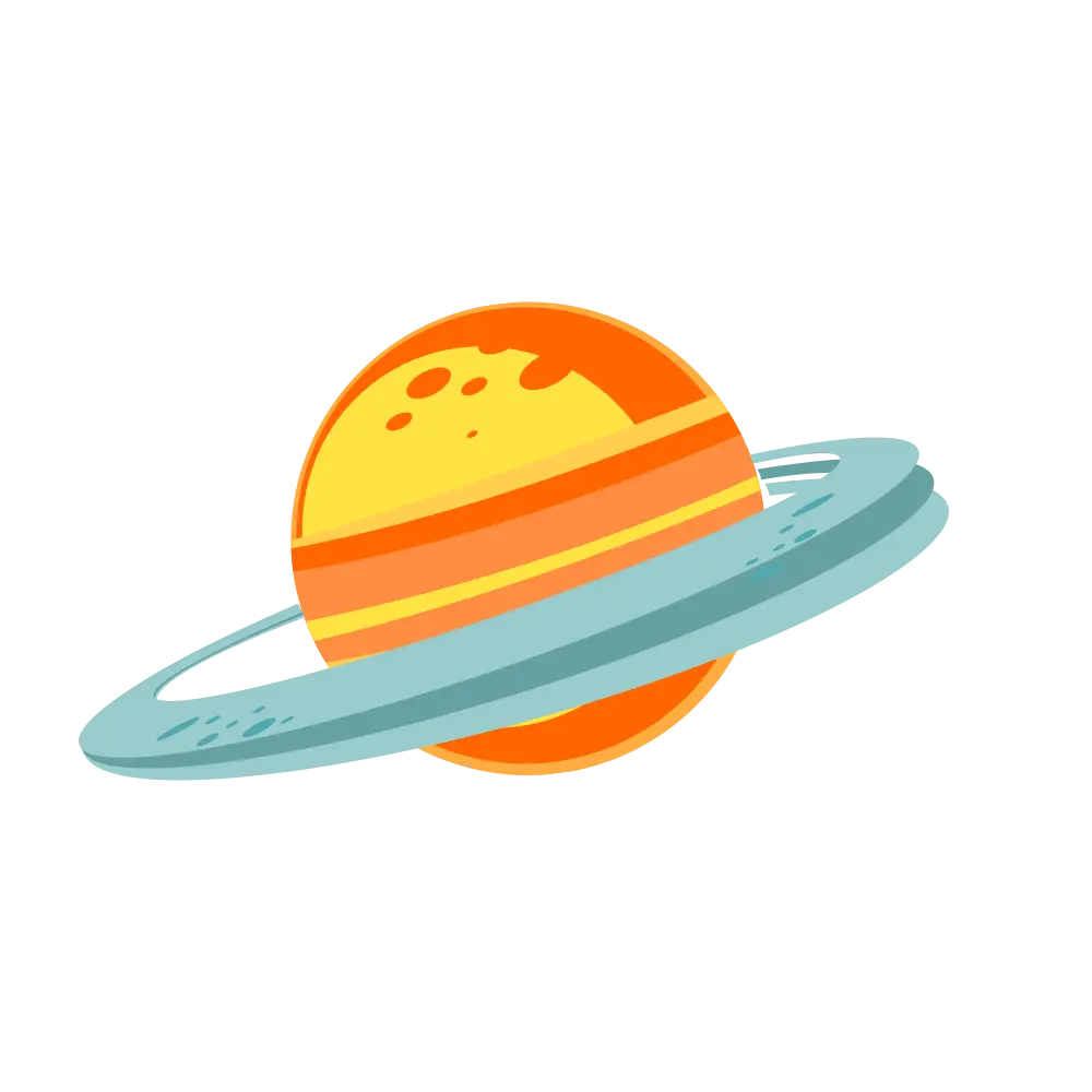 Orange Saturn Planet with Rings Space Illustration