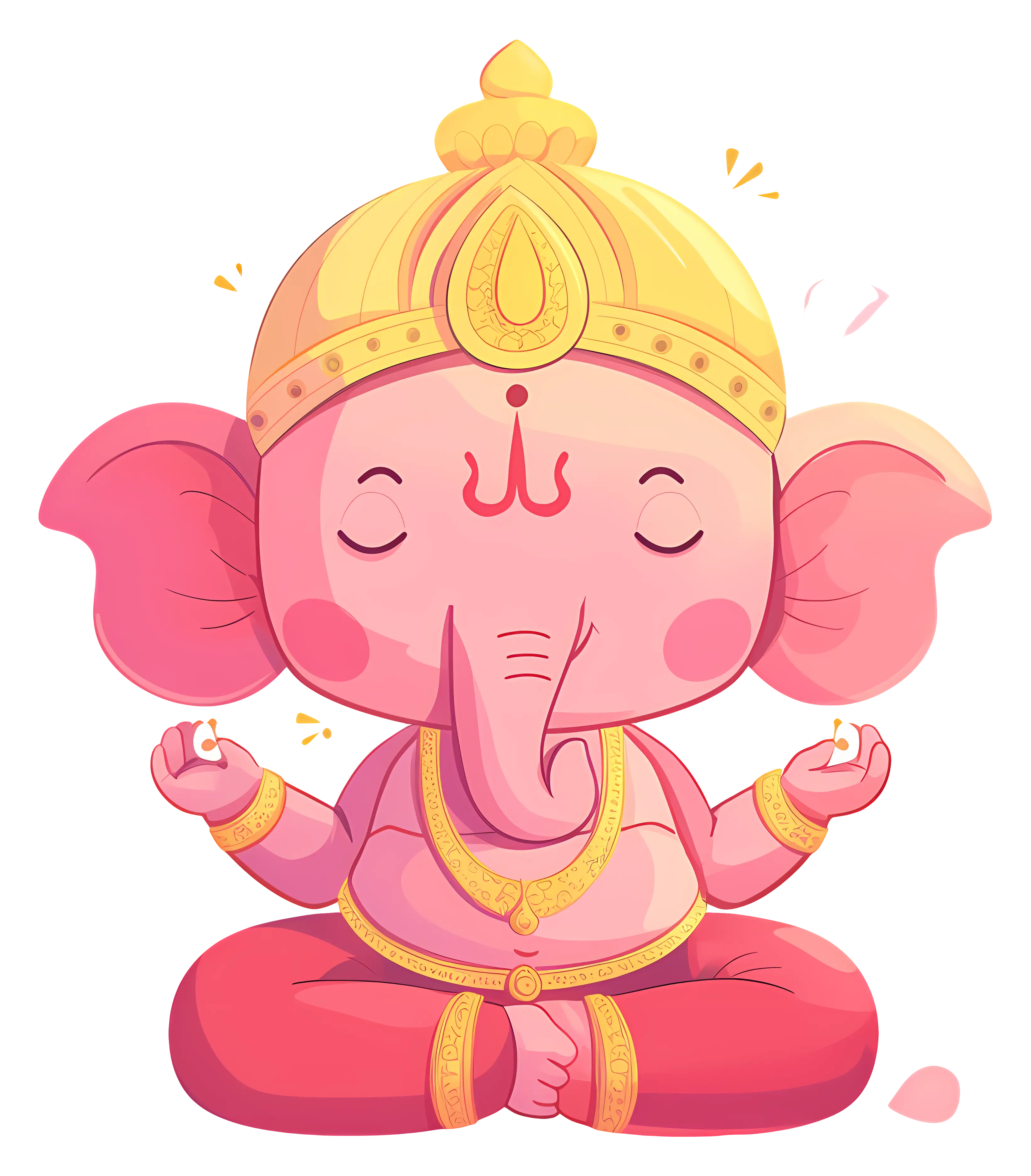 Cute Cartoon Ganesha Meditating