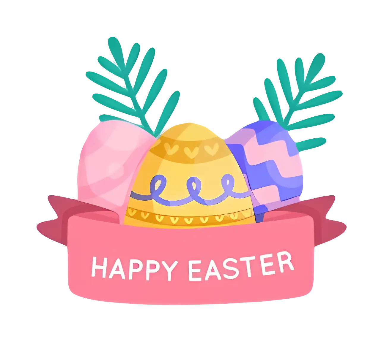 Happy Easter Banner with Colorful Eggs