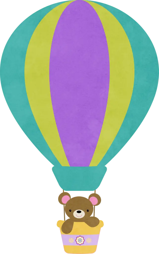 Colorful Hot Air Balloon with Bear