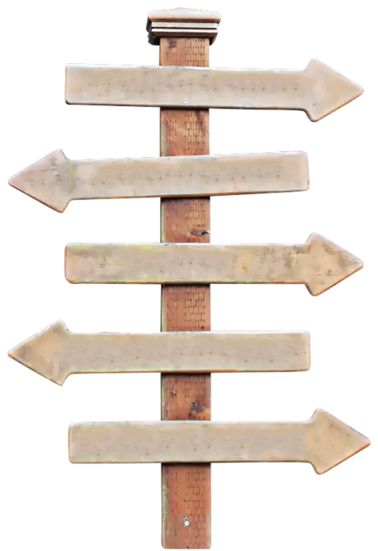 Wooden Signpost with Multiple Arrows