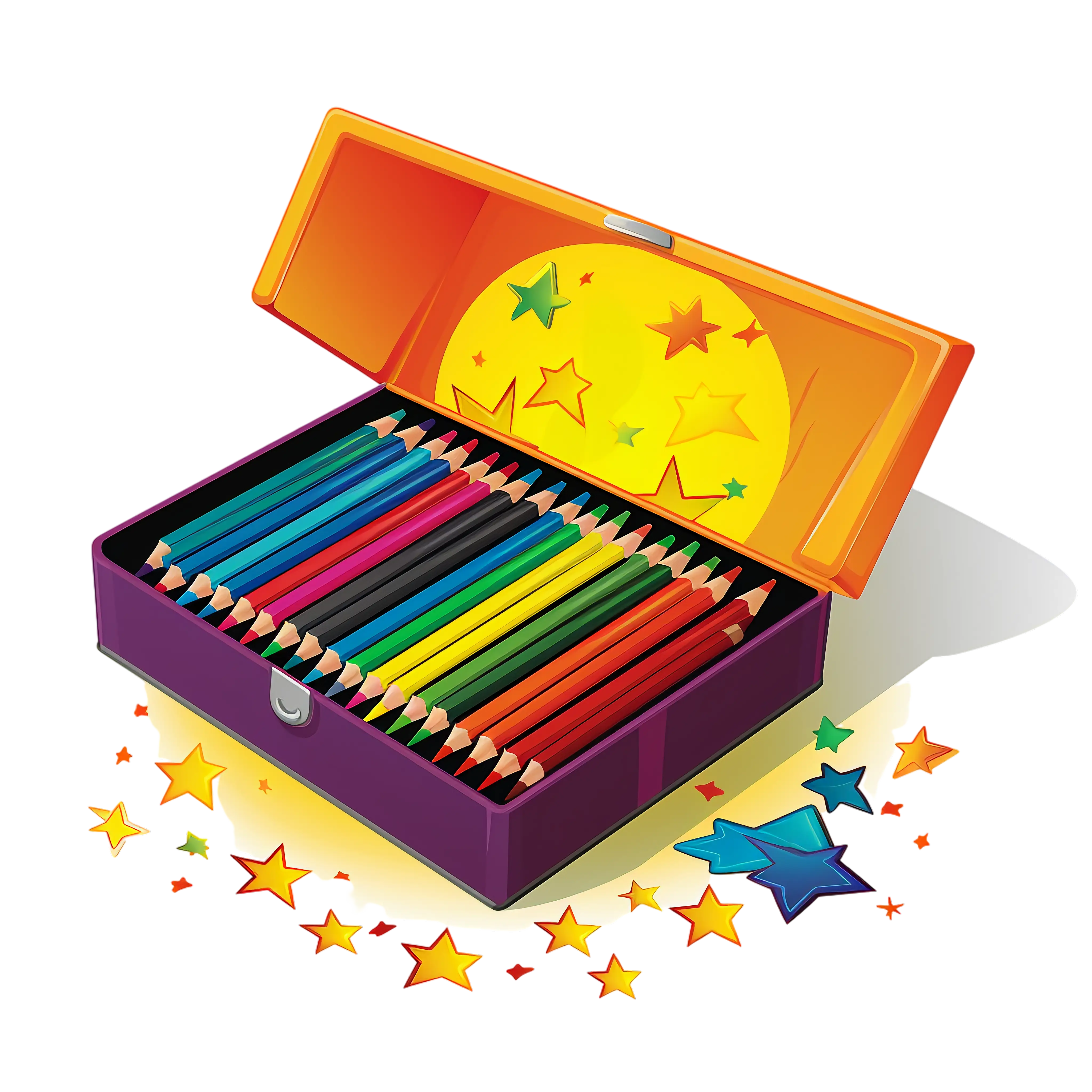 Bright Box of Colorful Pencils for Creative Drawing