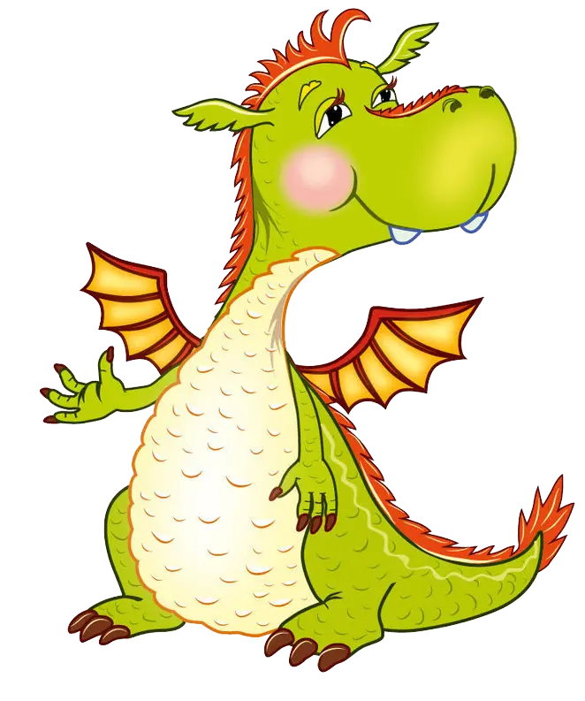 Green Cartoon Dragon with Cute Features