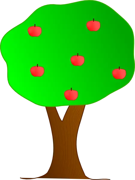 Cartoon Apple Tree with Green Leaves