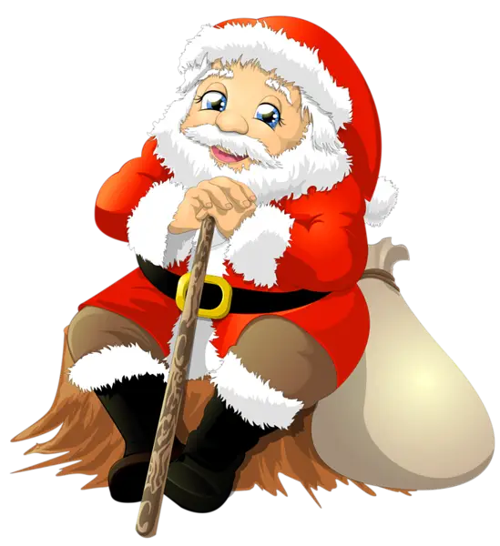 Santa Claus Resting on a Log with Gifts
