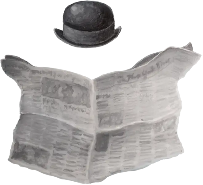 Vintage Black Hat and Newspaper