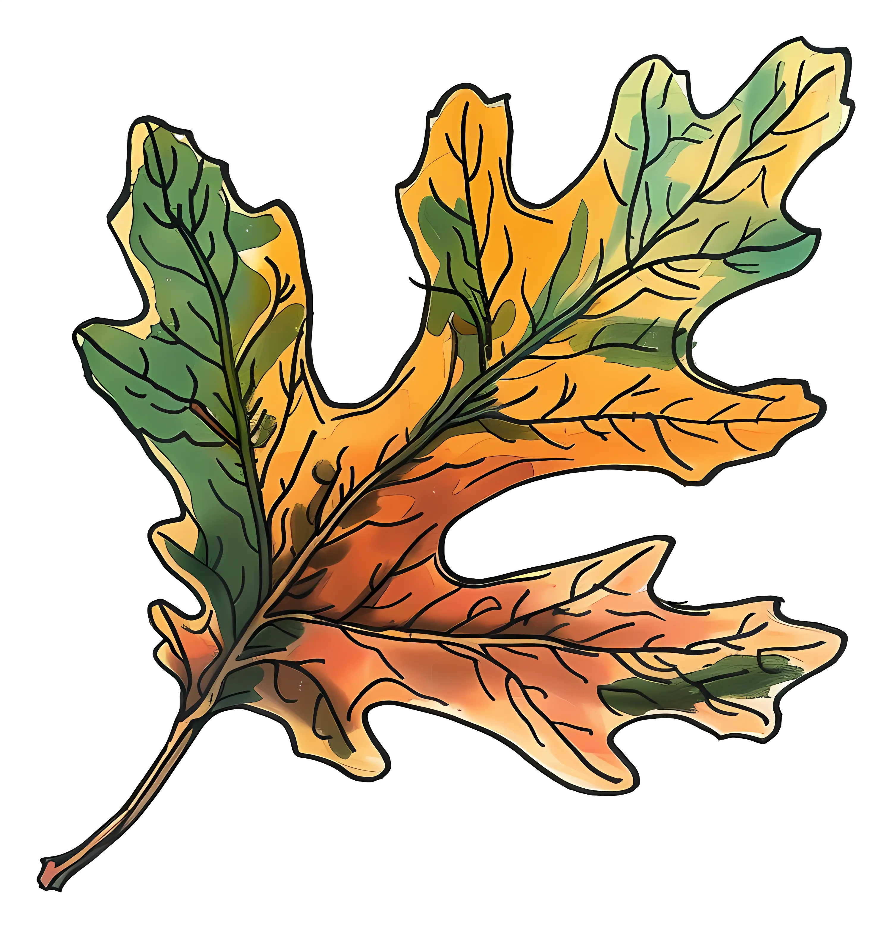 Colorful Autumn Oak Leaf Illustration