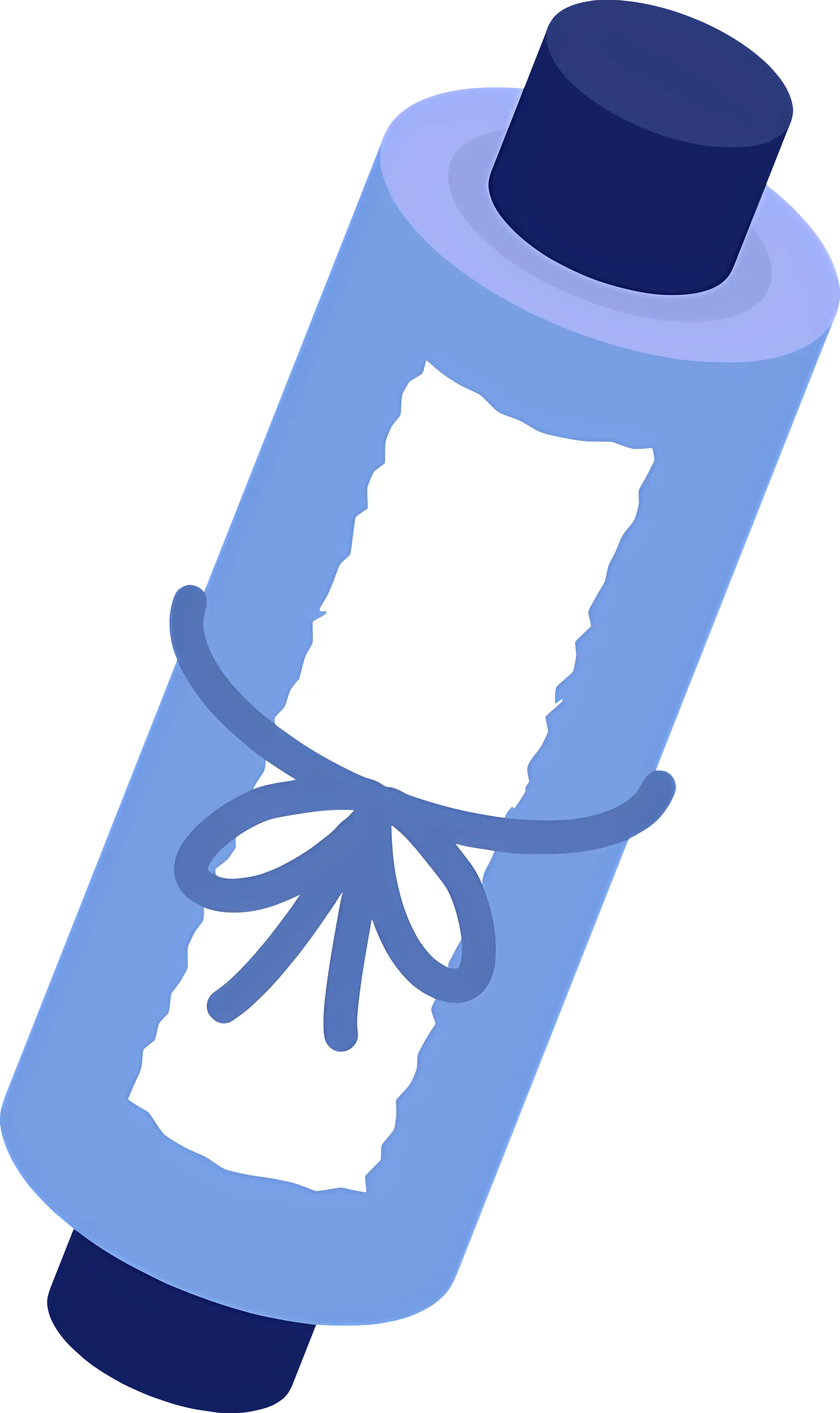 Blue Rolled Scroll with Decorative Bow