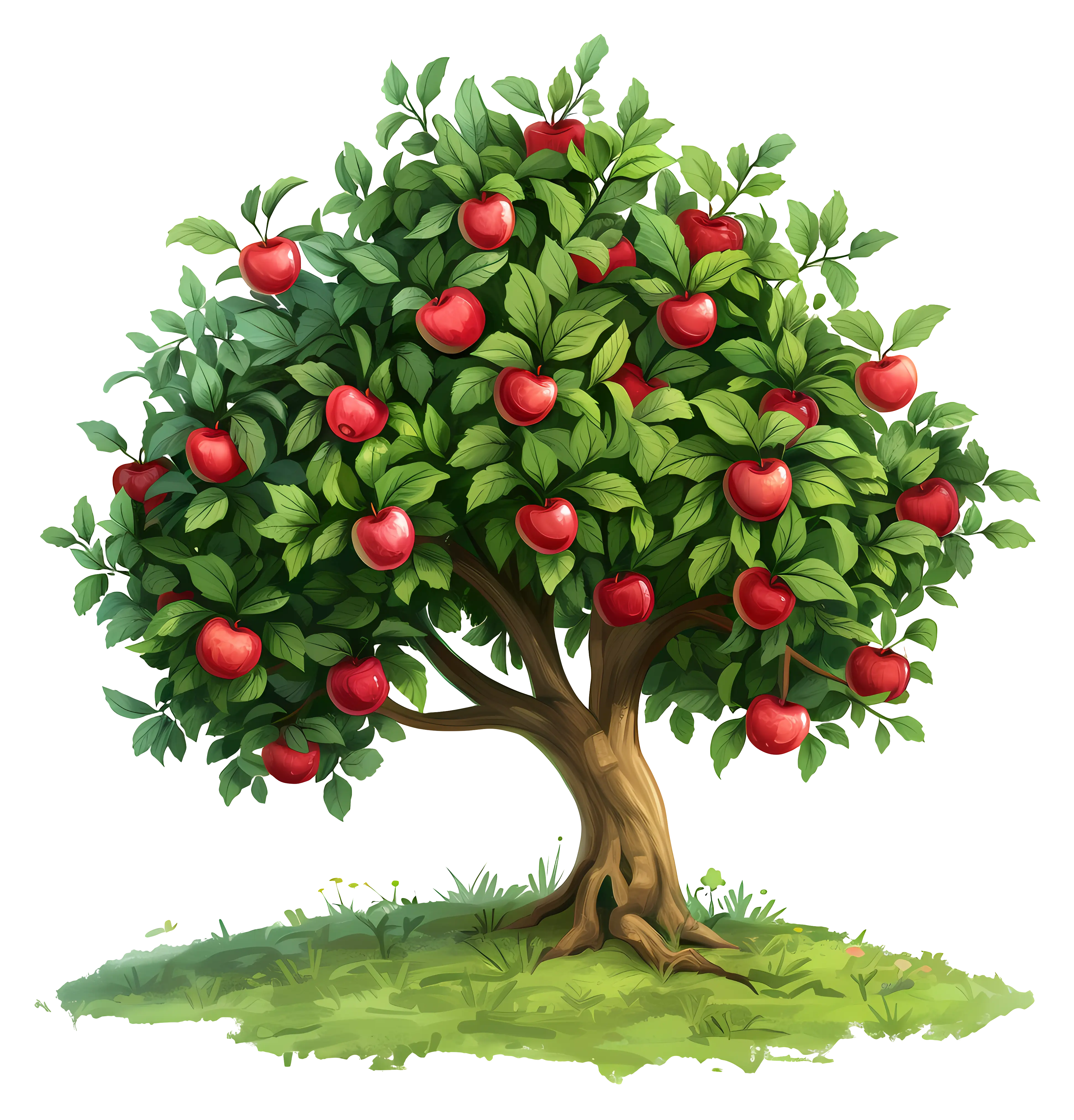Lush Apple Tree with Ripe Red Fruits