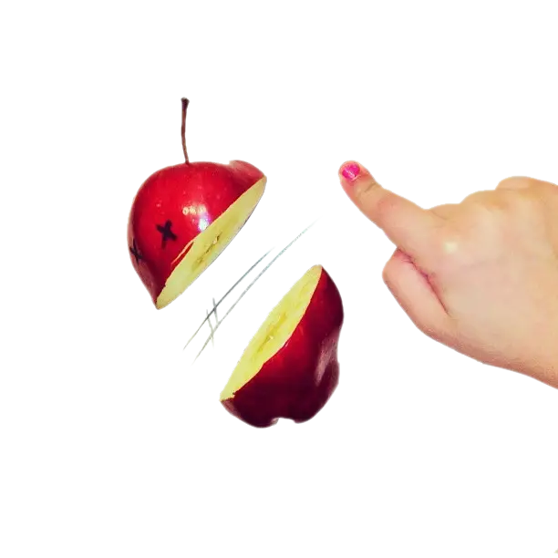 Hand Slicing Red Apple